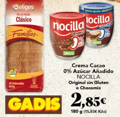 eliges - Crema Cacao 0% Azucar Anadido Original Sin Gluten O Chocomix