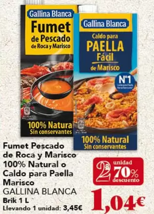 Gallina Blanca - Fumet Pescado De Roca Y Marisco 100% Natural O Caldo Para Paella Marisco