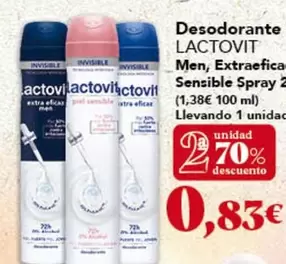 Lactovit - Desodorante Men, Extraefica Sensible Spray