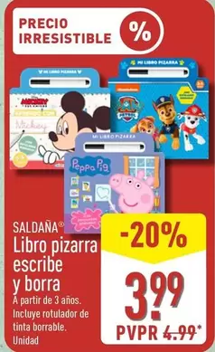 Saldana - Libro Pizzara Escribe Y Barra