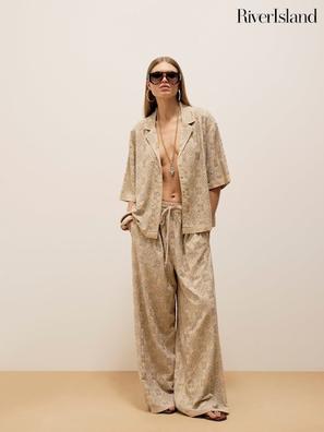 River Island Stud Embellished 100% Cotton Trousers
