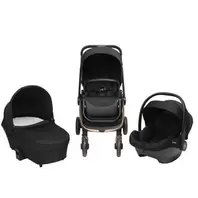 Carrito trio Alba con capazo negro y champagne