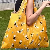 Reusable Shopping Bag, Foldable Grocery Pocket Bag Eco-Friendly Recycled Waterproof Machine Washable Carry Daily Shopping Items