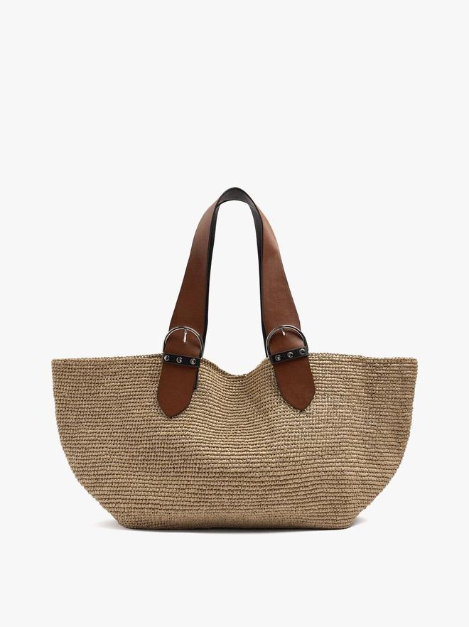 Bolso shopper efecto rafia con bolsa removible