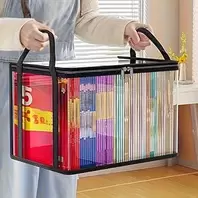 Large Clear Plastic Storage Box with Lid, Stackable Container for Home and Office, Sturdy Container for Clothes, Books, Snacks