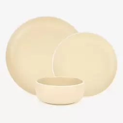 Vajilla de 18 piezas de cerámica beige Galar