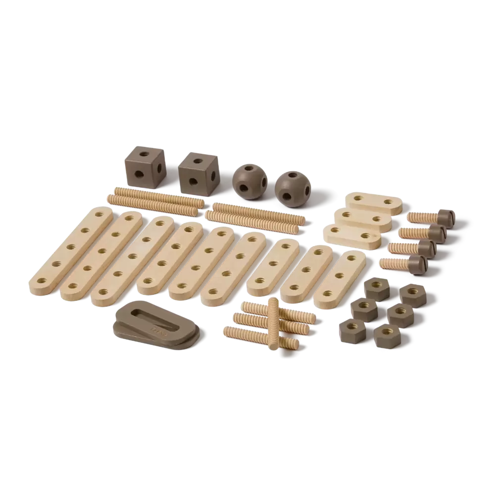 Construction Set, 36 pcs, Handpainted, Brown