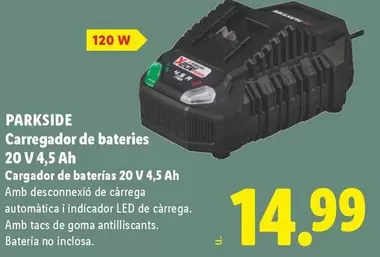 Parkside - Cargador De Baterias 20 V 4,5 Ah