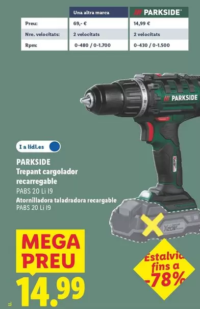 Parkside - Atornilladora Taladradora Recargable