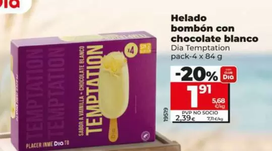 Dia Temptation - Helado Bombón Con Chocolate Blanco