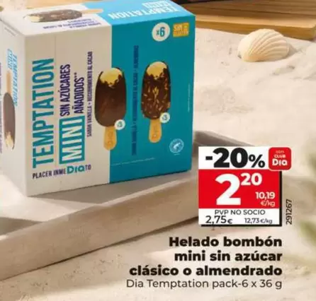 Dia Temptation - Helado Bombón Mini Sin Azúcar Clásico O Almendrado