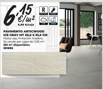 Pavimento Articwood Ice Gray Mt 20,5 X 61,5 Cm