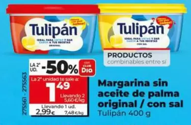 Tulipán - Margarina Sin Aceite De Palma Original/Con Sal