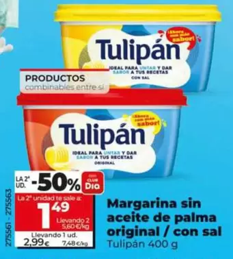 Tulipán - Margarina Sin Aceite De Palma Original/Con Sal