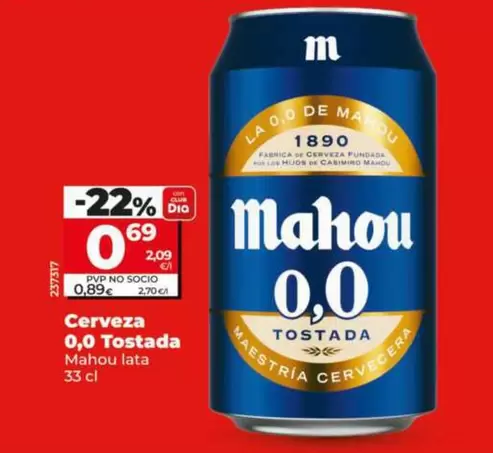 Mahou - Cerveza 0,0 Tostada