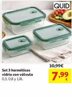 quid - Set 3 Herméticos Vidrio Con Valvula