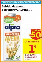 Bebida Avena 0% Azucar Alpro Caja 6x1l