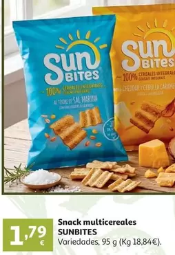Snacks Ondulados Multicereales Cheddar/Cebolla Sunbites 95g