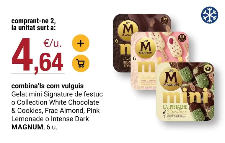 Magnum - Gelat Mini Signature De Fesuc O Collection White Chocolate & Cookies, Frac Almond, Pink Lemonade O Intense Dark