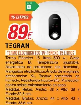 Tegran - Termo Electrico 15nex 15 Litros