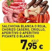 Salchicha Blanca O Roja, Chorizo Casero, Criollo, Aperitivo O Aperitivo Picante O Blancos