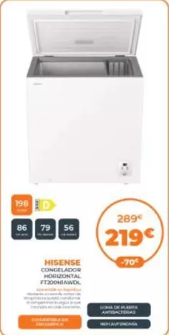 Hisense - Congelador Horizontal FT200N1AWDL