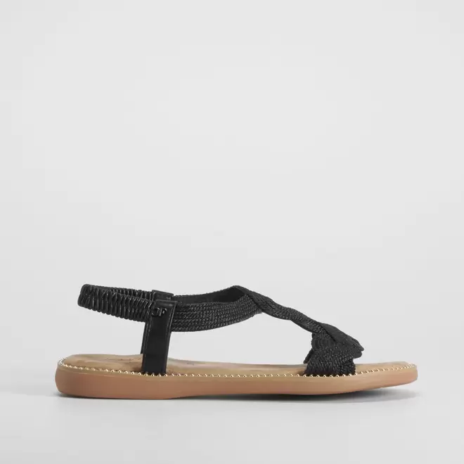 Sandalia hilos metal negra COMFEET