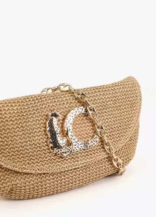 Event Bag Rattan Effect Leopard Logo