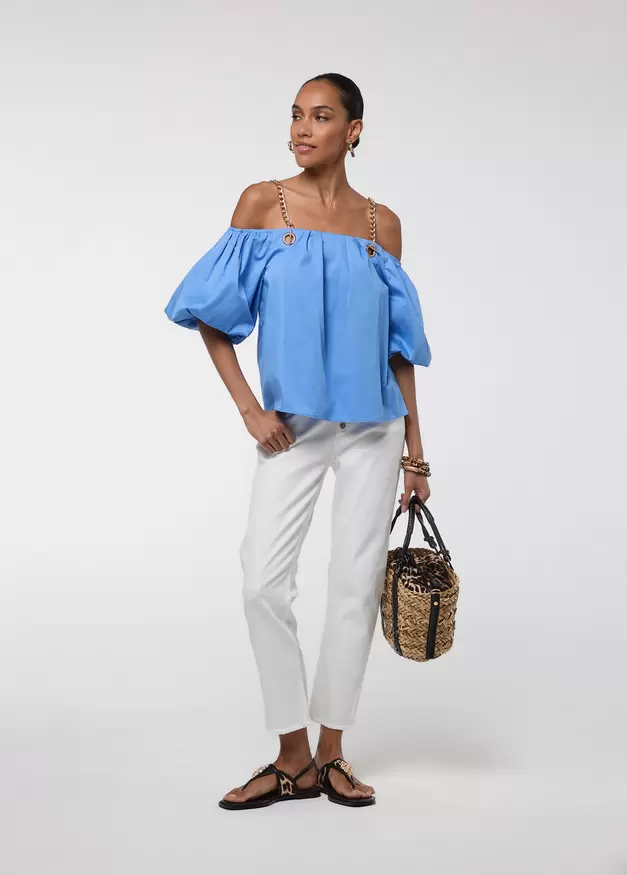Blue Top with Chain Straps