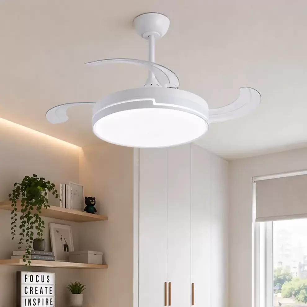 VENTILADOR DE TECHO LED 48W REGULABLE 4 ASPAS RETRÁCTILES ORIXA