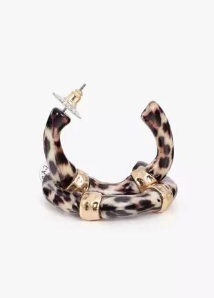 Bamboo Effect Hoop Earrings Animal Print