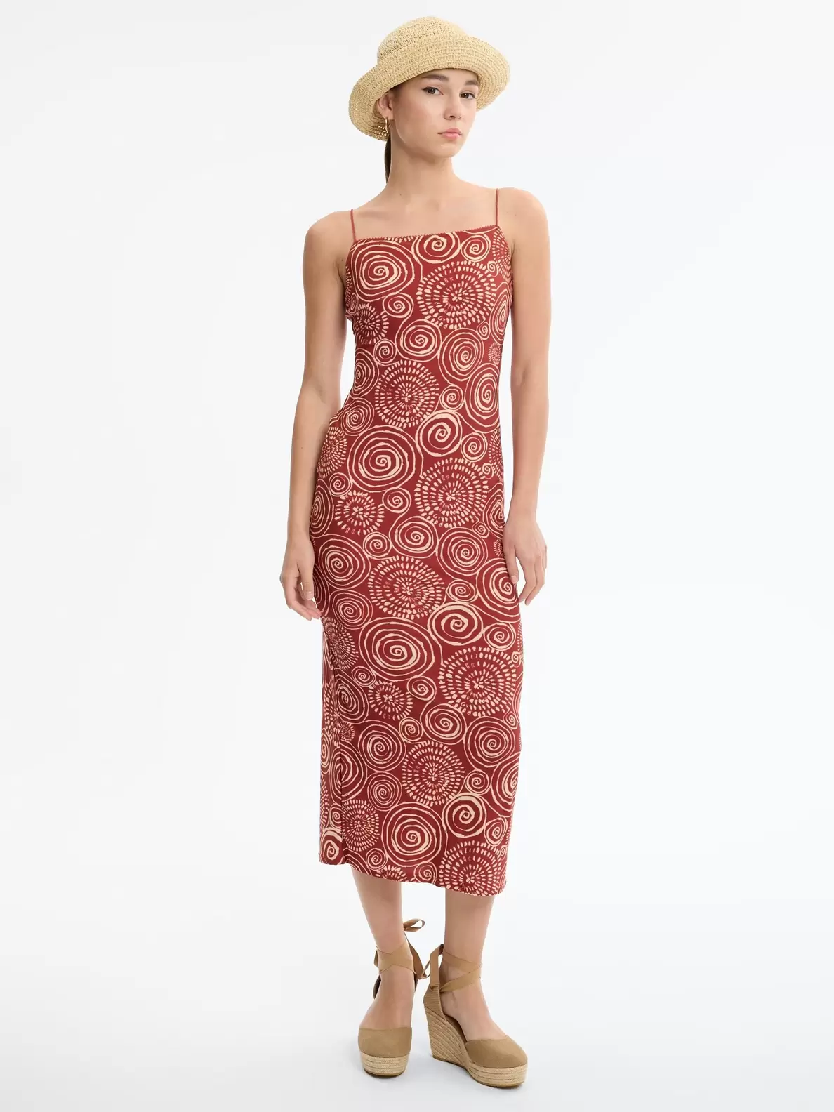Vestido midi estampado cut out