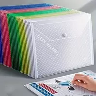 Plastic Envelopes, Clear Document Folders, A4 Size Poly Mailers with Label Pockets for School, Home, Work, Office, 10 Pack