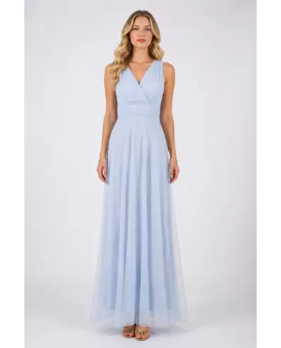 VESTIDO TUL LARGO CELESTE