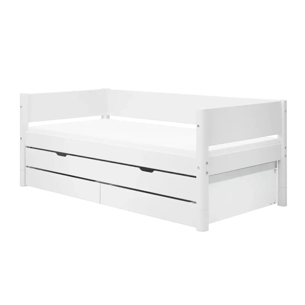 Single Bed with Pull-out Bed and Storage, 90x200 cm, White