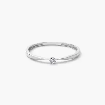 Anillo de oro blanco 18K diamante natural 0.03 ct. MOON