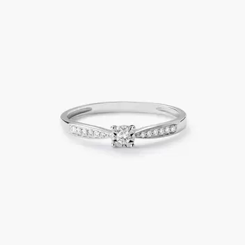 Anillo de oro blanco 18K diamante natural 0.08 ct. COMET
