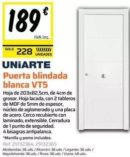 uniarte - Puerta Blindada Blanca Vt5
