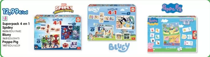 Superpack 4 En 1 Spidey, Bluey, Peppa Pig