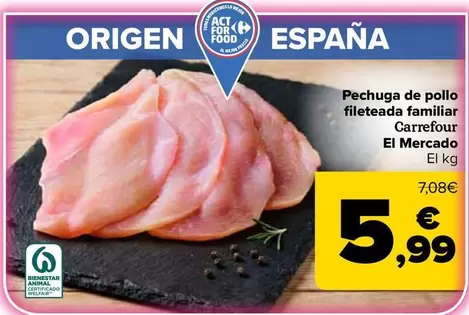 carrefour - Pechuga de pollo fileteada familiar El Mercado
