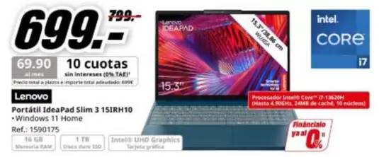 Lenovo - Portátil Deapand Slim 3 15irh10