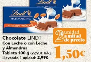 Lindt - Chocolate Con Leche O Con Leche Y Almendras