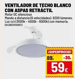Blanco - Ventilador De Techo  Con Aspas