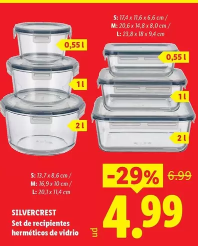 SilverCrest - Set De Recipientes Hermeticos De Vidrio