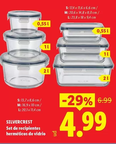SilverCrest - Set De Recipientes Hermeticos De Vidrio