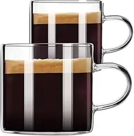 Espresso Cups Set of 2, Espresso Shot Glass 120ml Espresso Shot Glasses Glass Espresso Cups Small Coffee Cup with Handle Espresso Accessories