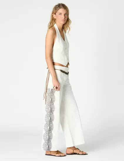 PANTALON BORDADOS EIGHTS ECRU