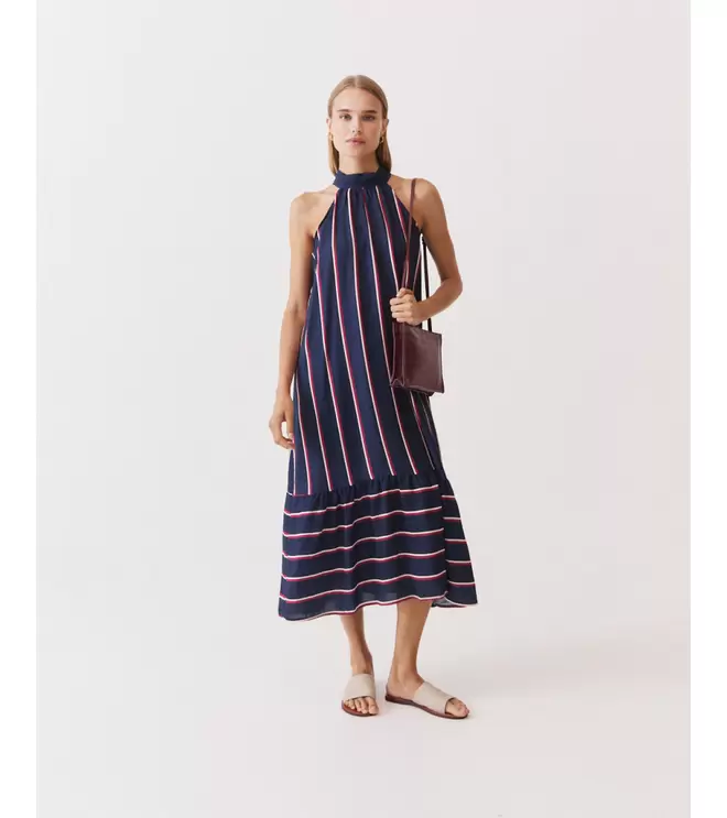 VESTIDO LARGO HALTER RAYAS