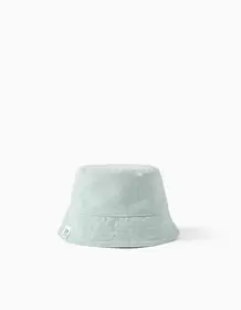 100% recycled reversible bucket hat for babies and children, green/blue