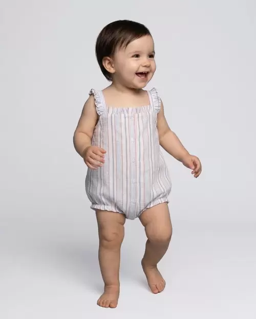 Pijama estampado rayas blanco